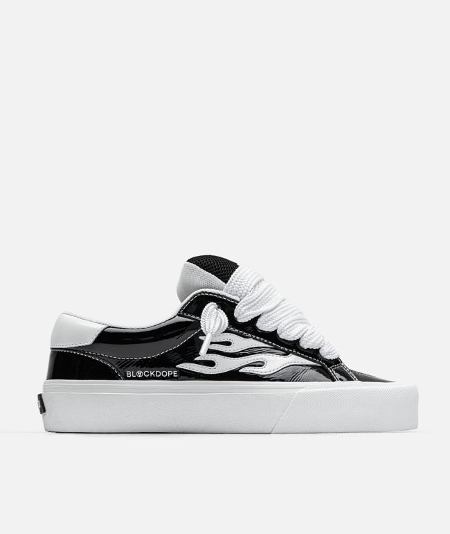 Straye x Blackdope Logan Puff Black Patent Leather Skate Shoes - Straye