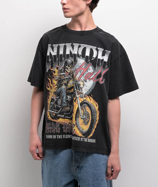 Ninth Hall Born In Flames Black Wash T-Shirt - Ninth Hall