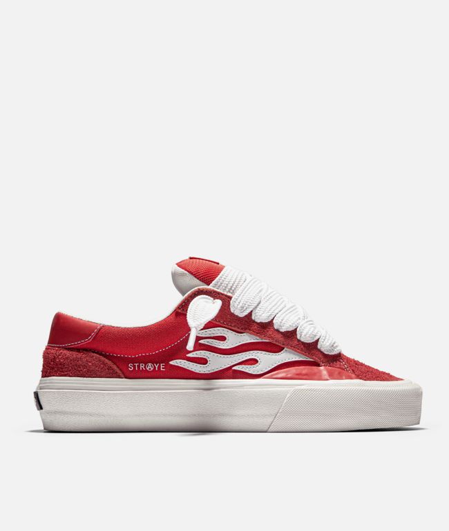 Straye Logan Puff Red & White Skate Shoes - Straye