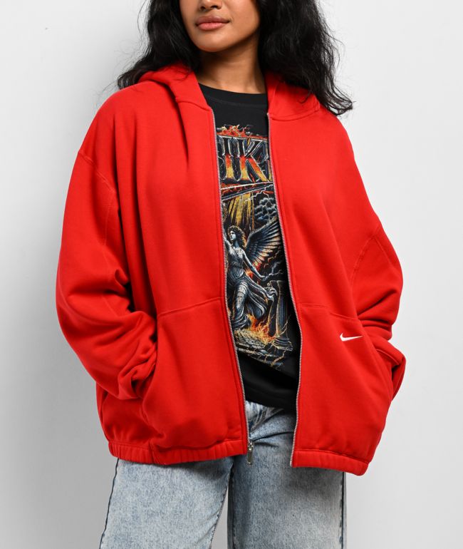 Nike Sportswear Street Red Oversized Zip Hoodie - Nike