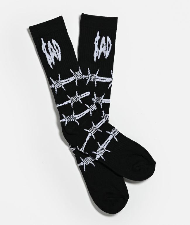 $AD BOYZ by Junior H Flames Black Crew Socks - SAD BOYZ