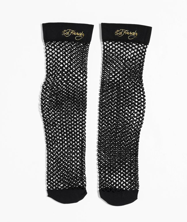 Ed Hardy Fishnet Black Crew Socks - Ed Hardy