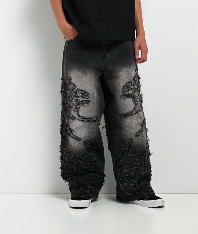 Vitriol Kids Void Black Wash Wide Leg Jeans - Vitriol