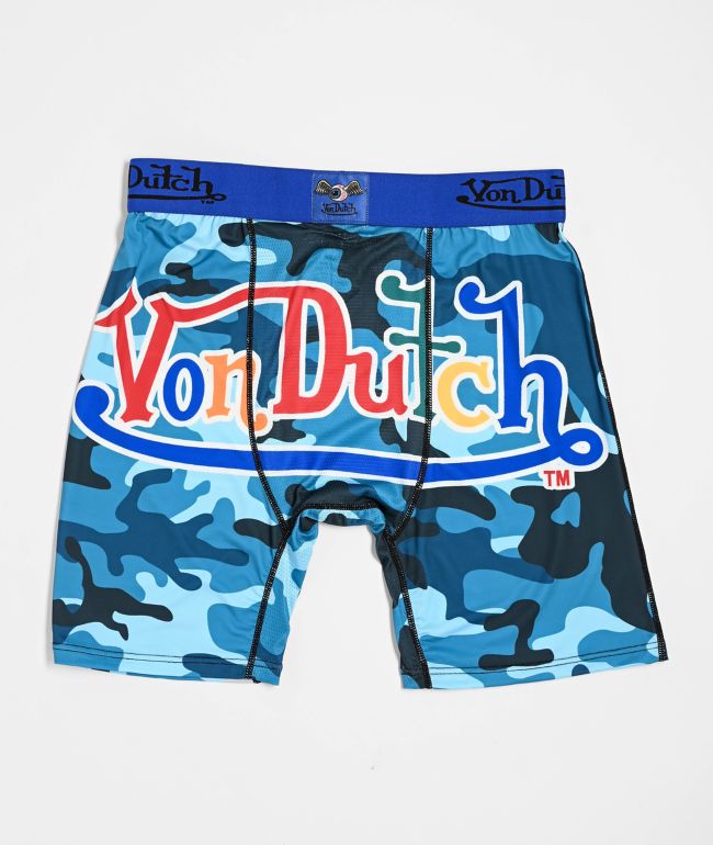 Von Dutch Logo Blue Camo Boxer Briefs - Von Dutch