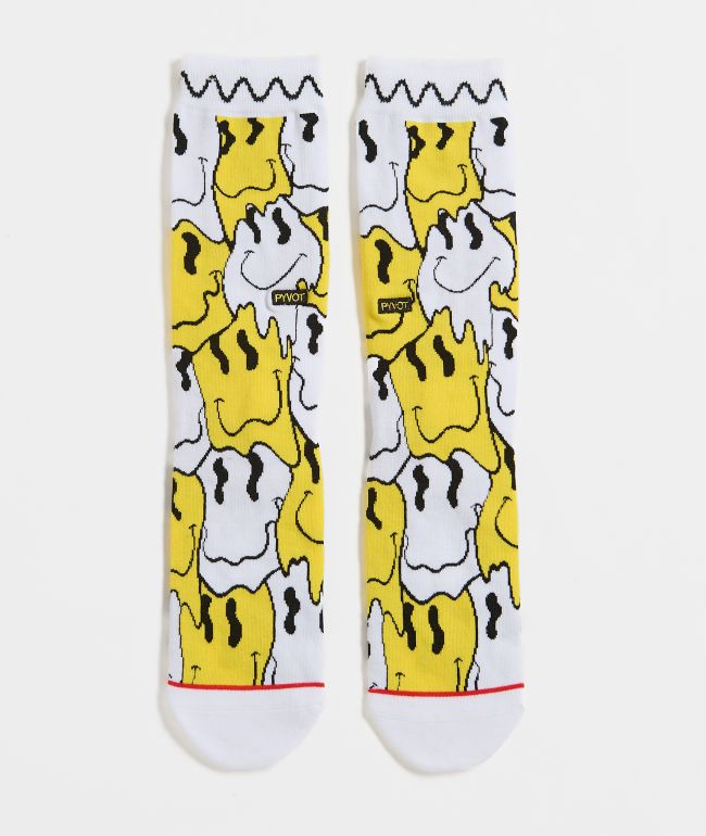 Pyvot Melted Smile White Crew Socks - Pyvot