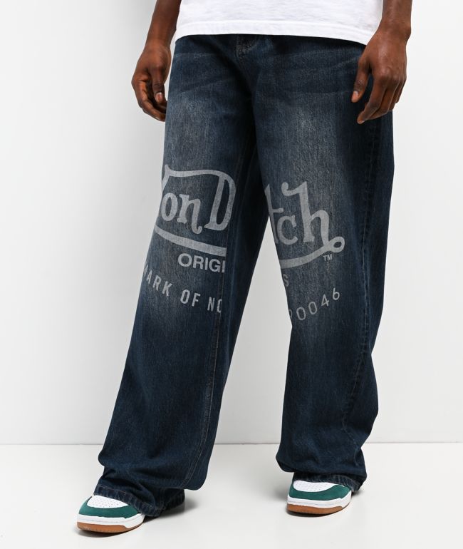 Von Dutch Reaper Blue Wash Baggy Jeans - Von Dutch