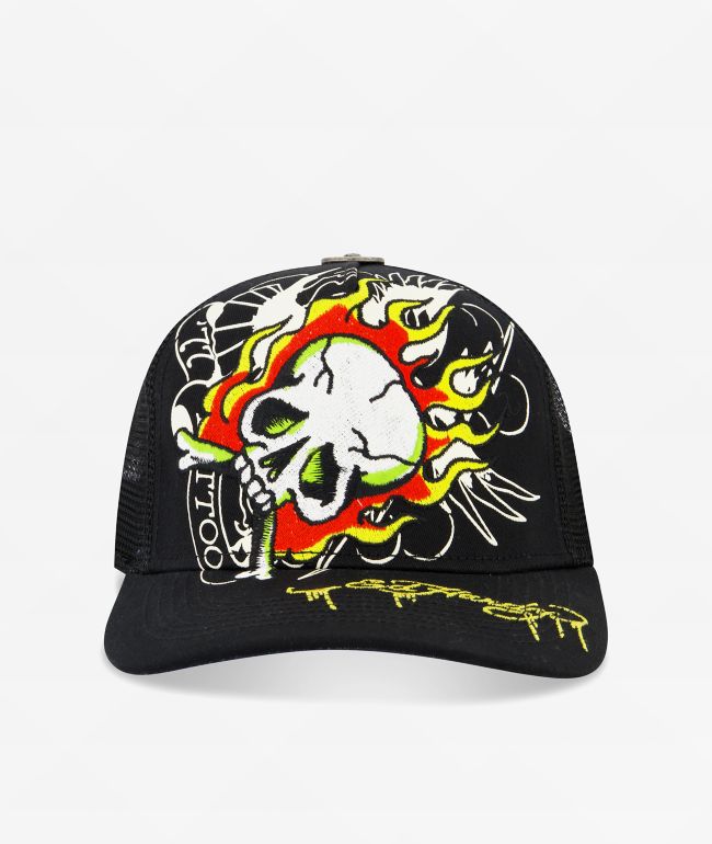 Ed Hardy x Broken Promises Blood Ties Red & White Trucker Hat | Zumiez