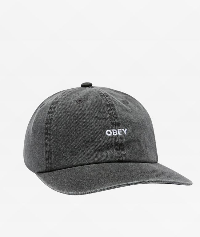 Obey Pigment Bold Black Denim Strapback Hat - Obey