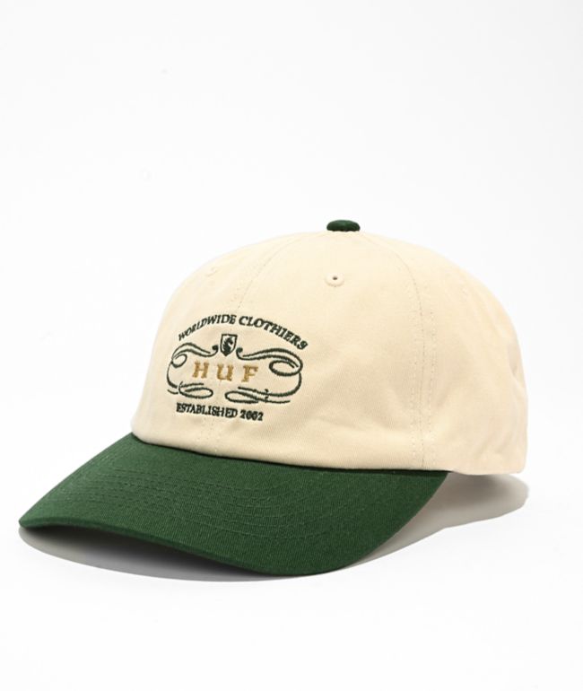 HUF Worldwide Clothiers Natural & Green Strapback Hat - HUF