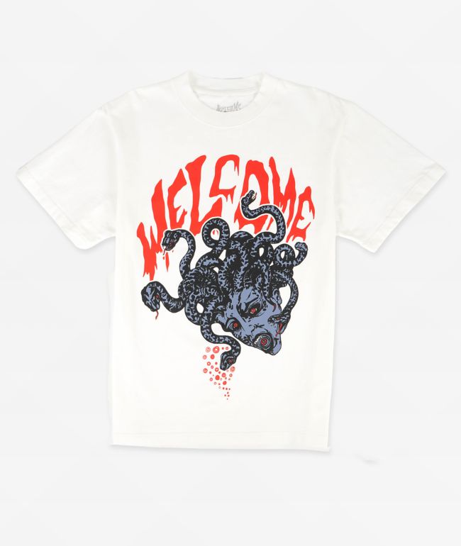 【SATIIIZ】McCartney Printed Short-Sleeved T-Shirts SAD BOYZ by Junior H EXTSSY Model White T-Shirt | Zumiez