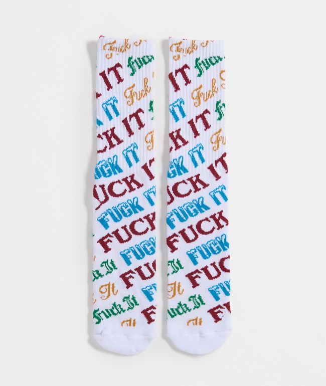 HUF Wintertime Fuck It White Crew Socks - HUF