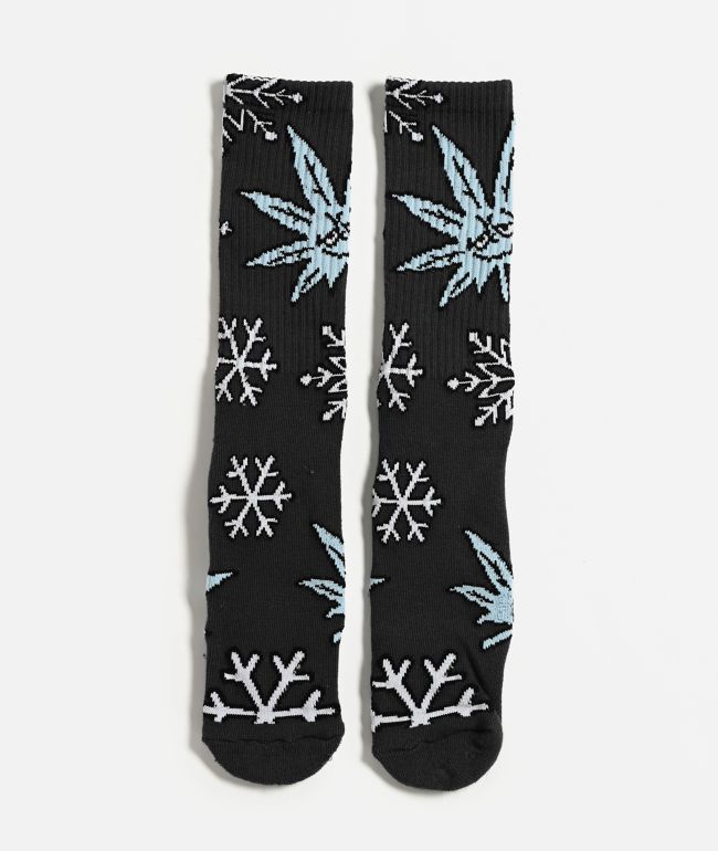 HUF Green Buddy Snowflakes Charcoal Crew Socks - HUF