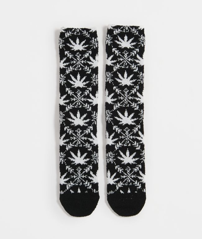 HUF Arctic Plantlife Fuzzy Black Crew Socks - HUF