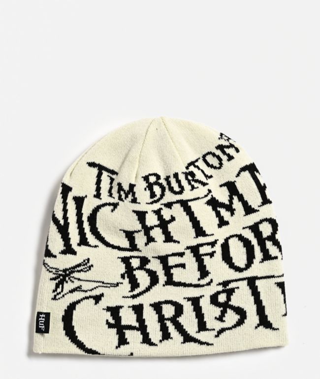 HUF x The Nightmare Before Christmas Natural & Black Reversible Skully Beanie - HUF