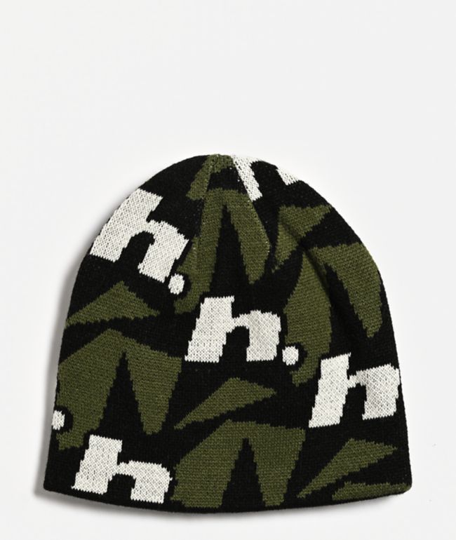 HUF H-Star Repeat Black & Olive Skully Beanie - HUF