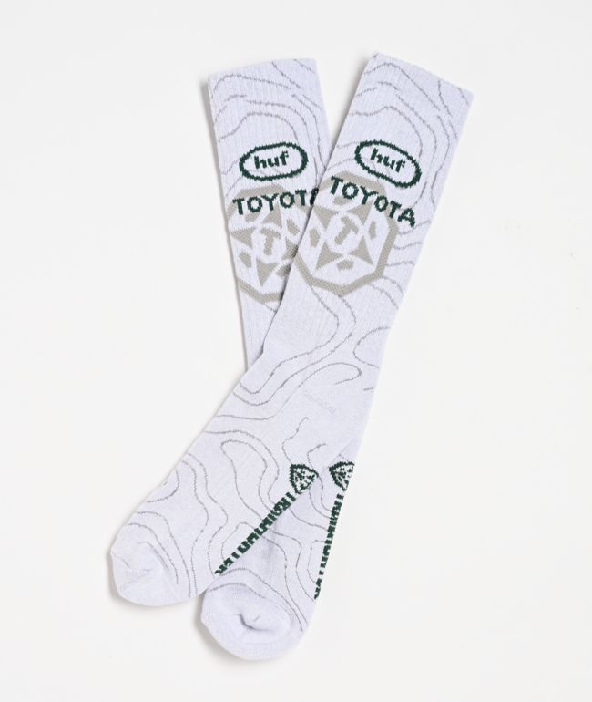 HUF x Toyota Topography White Crew Socks - HUF
