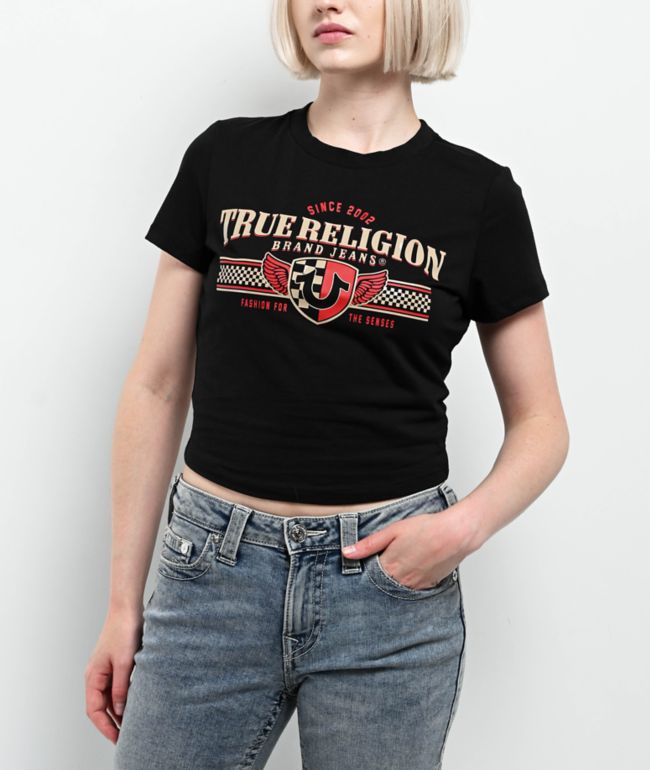 True Religion Racer Black Crop T-Shirt - True Religion