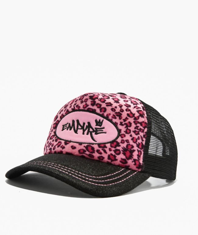 Empyre Jungle Black & Pink Velvet Trucker Hat - Empyre