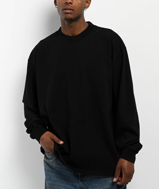 Shaka Wear Black Crop Crewneck Sweatshirt