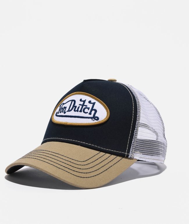Von Dutch Staple Black & Khaki Trucker Hat - Von Dutch