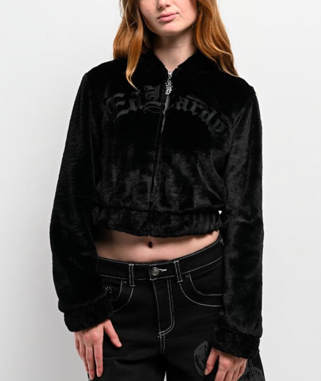 Ed Hardy Tiger Flame Black Plush Zip Hoodie - Ed Hardy