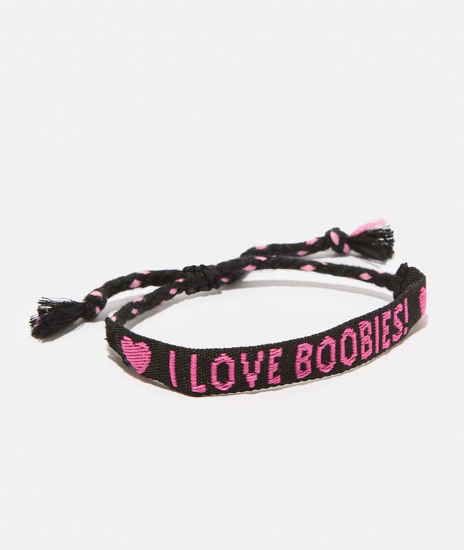 Keep A Breast Foundation I Heart Boobies Amigo Black & Pink Woven Bracelet - Keep A Breast Foundation