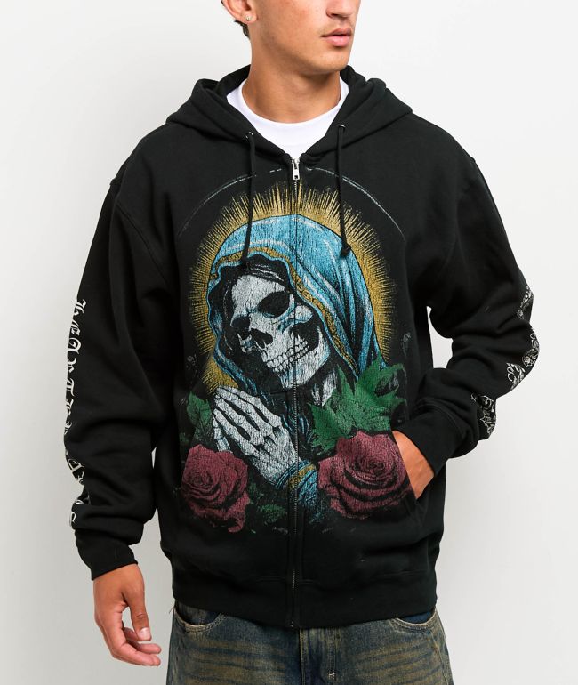 Ninth Hall Fundamentals Sunbleached Black Wash Zip Hoodie | Zumiez