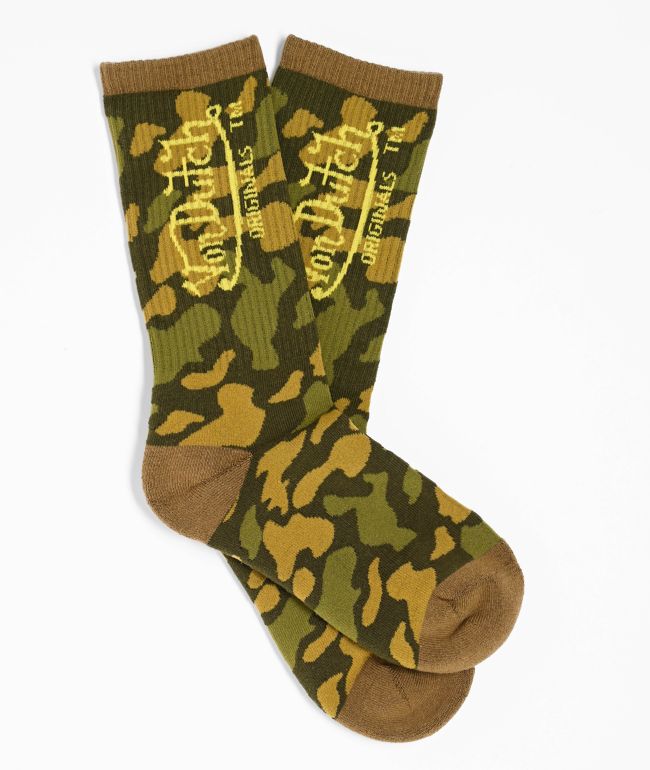 Von Dutch Green & Gold Camo Crew Socks - Von Dutch