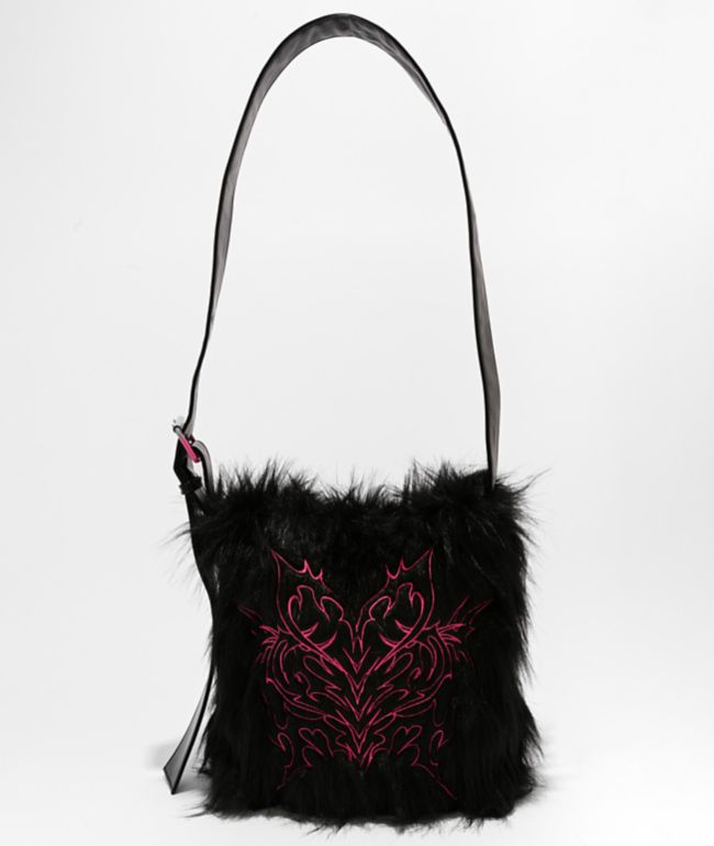 Vitriol Cyberfly Black Faux Fur Tote Bag - Vitriol