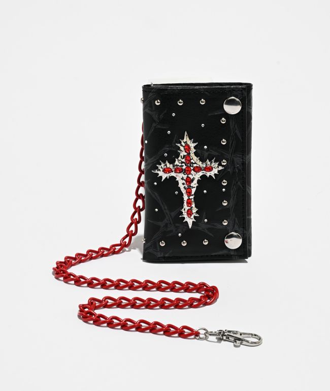 Vitriol Studded Cross Black Chain Wallet - Vitriol