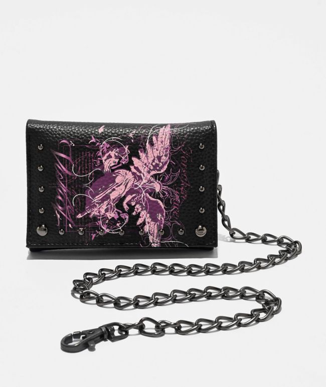 Vitriol Studded Angel Black Chain Wallet - Vitriol