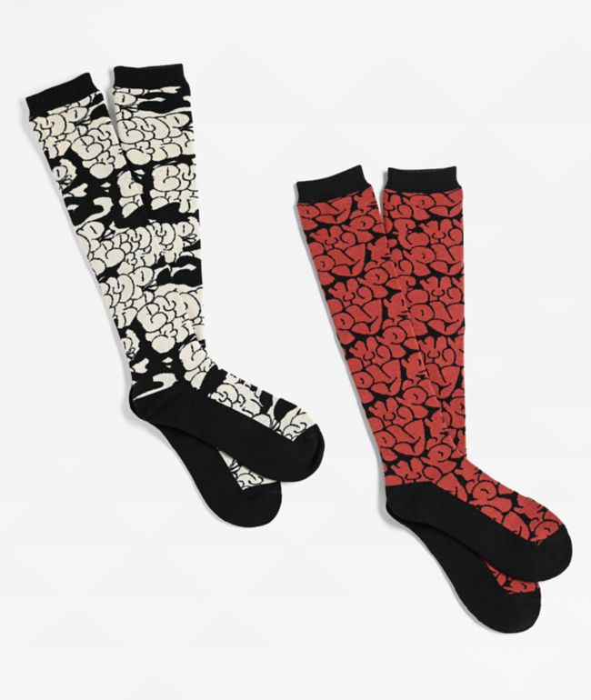 Empyre Bubble Boy Beige & Red 2 Pack Snow Socks - Empyre