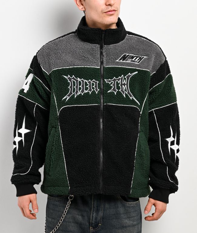 Ninth Hall Racer Green & Black Sherpa Zip Jacket - Ninth Hall