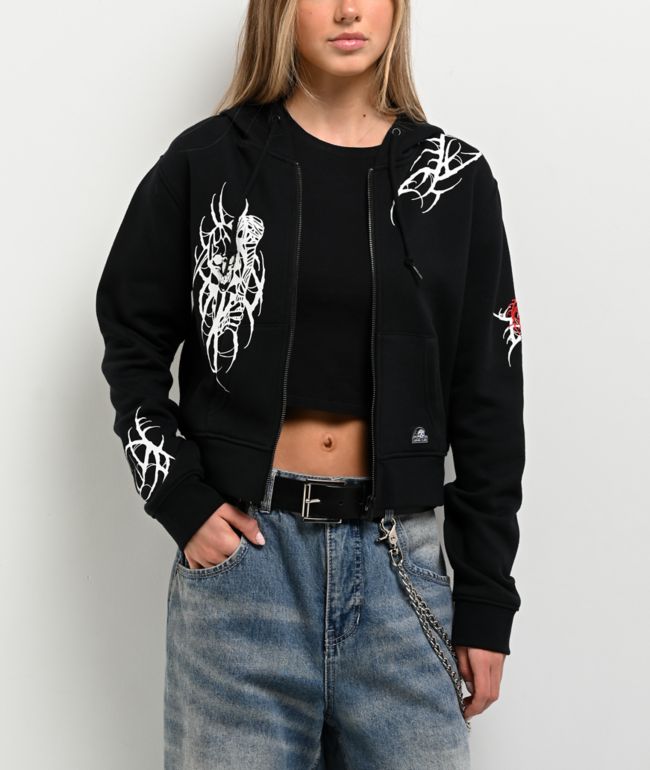 Lurking Class by Sketchy Tank x Kyle Grand Sin Black Crop Zip Hoodie - Lurking Class by Sketchy Tank
