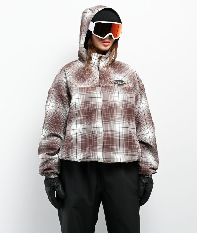 Empyre Rene Brown & Tan Plaid 10K Snowboard Jacket - Empyre
