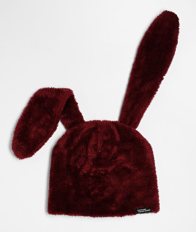 A.LAB Bunny Plush Burgundy Beanie - A.LAB