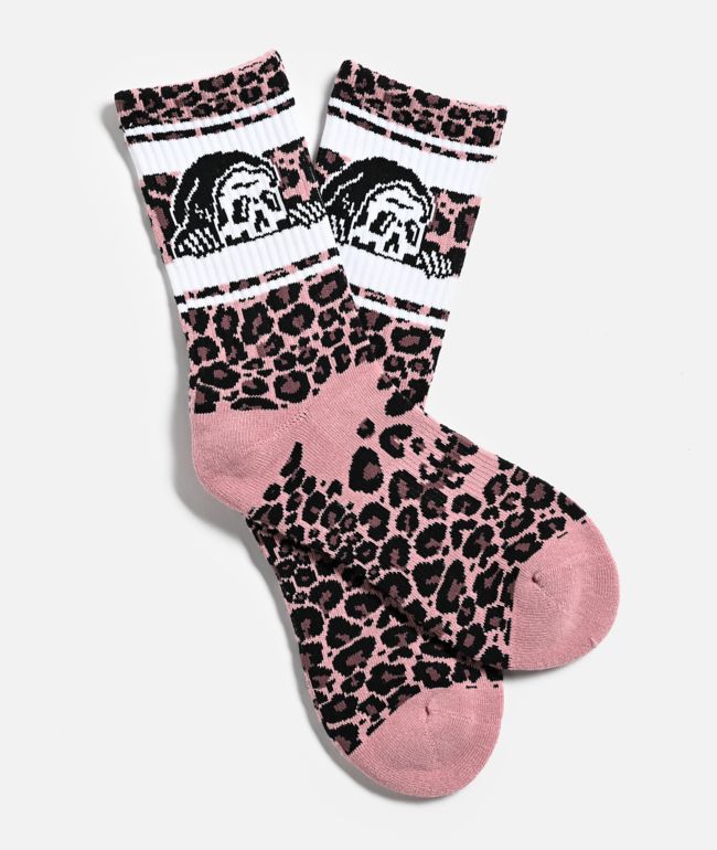 Lurking Class by Sketchy Tank Death Leopard Pink Crew Socks - Lurking Class by Sketchy Tank