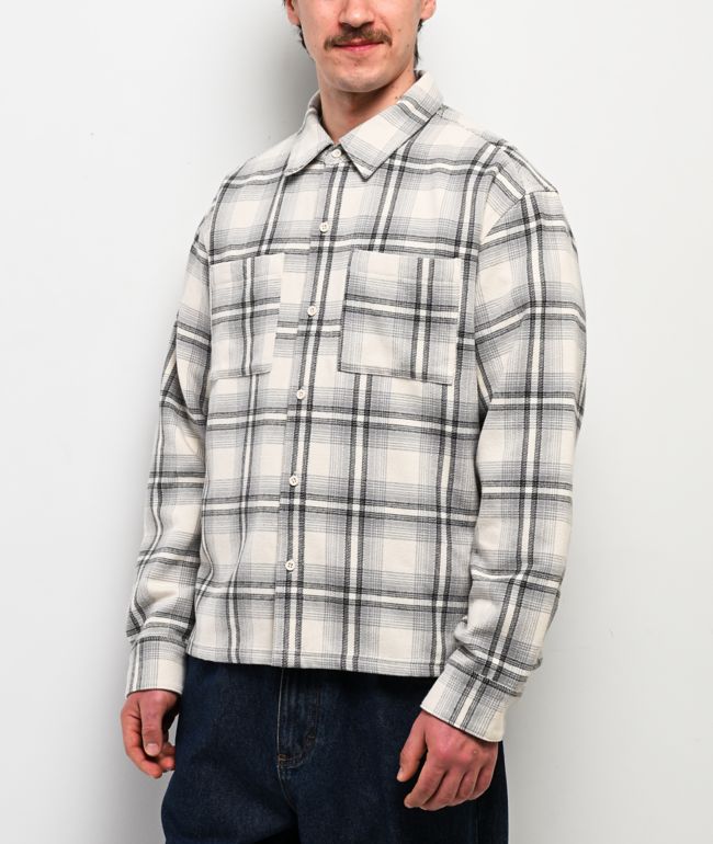 Empyre Boxy Off White & Grey Flannel Shirt - Empyre