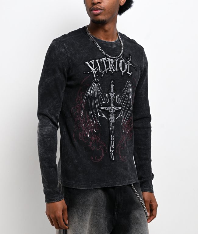 Vitriol Excalibur Black Wash Thermal Long Sleeve T-Shirt - Vitriol