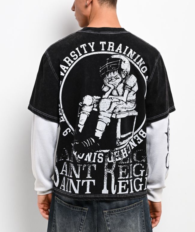 Empyre Sports Homie Black Wash & Natural 2fer Long Sleeve T-Shirt - Empyre
