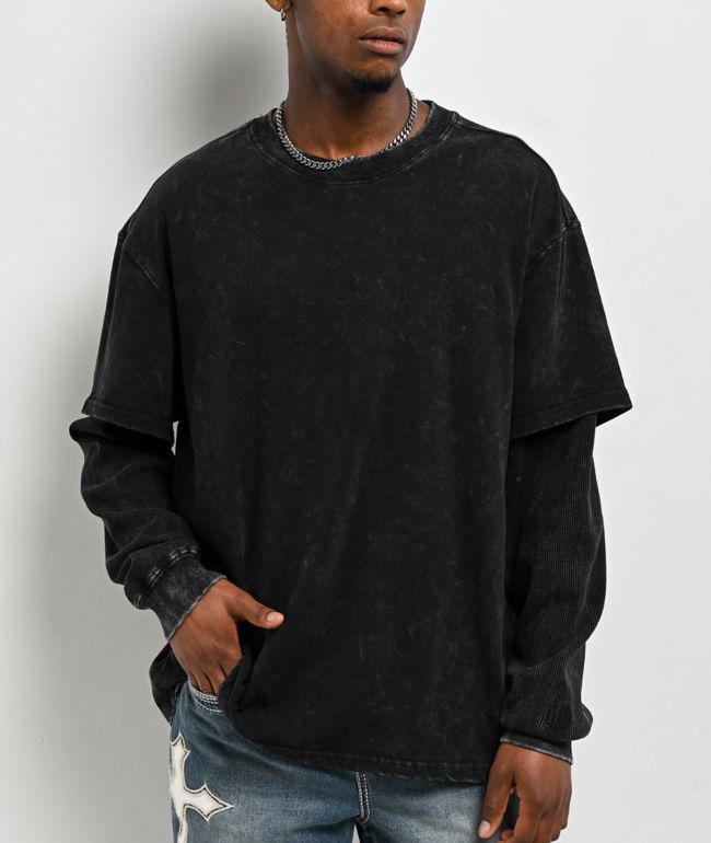 Ninth Hall Fundamentals Black Acid Wash 2fer T-Shirt - Ninth Hall Fundamentals