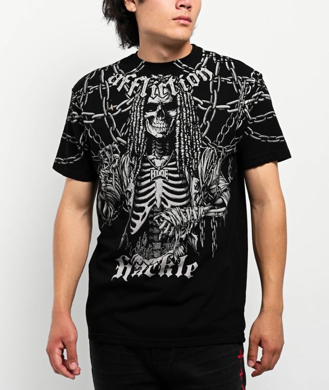 Affliction x Haunted Mound Hackle Down On Em Black T-Shirt