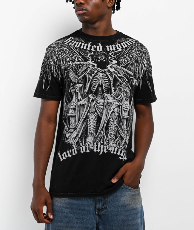 Affliction x Haunted Mound King Reaper Black Wash T-Shirt