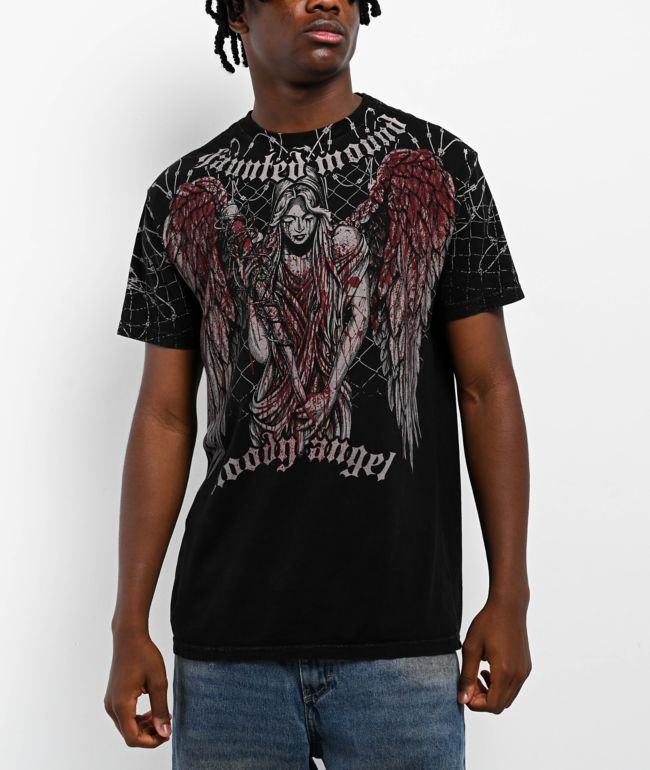 Affliction x Haunted Mound Bloody Angel Black Wash T-Shirt