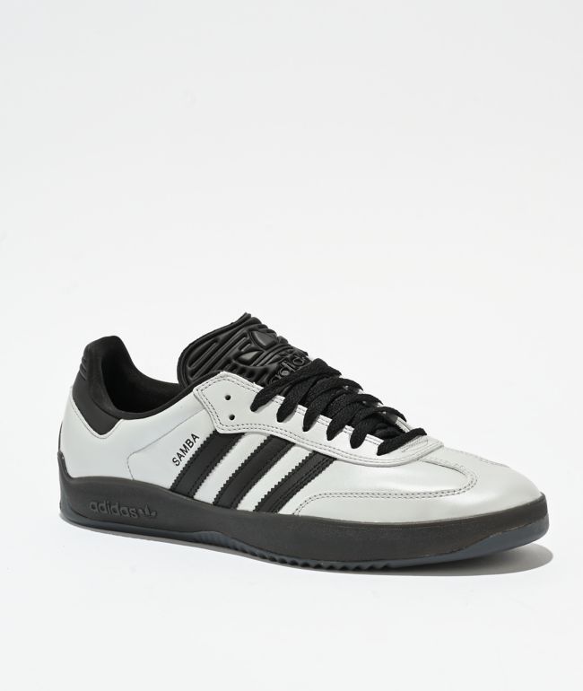 adidas Puig Samba Silver Metallic & Core Black Skate Shoes - adidas