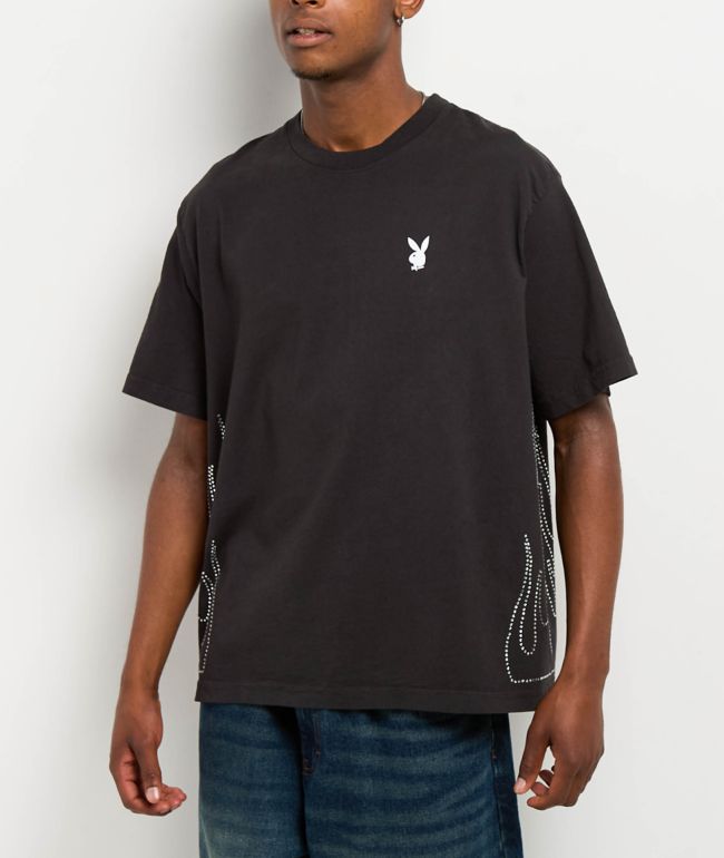 Color Bars x Playboy Rhinestone Lips Black T-Shirt | Zumiez