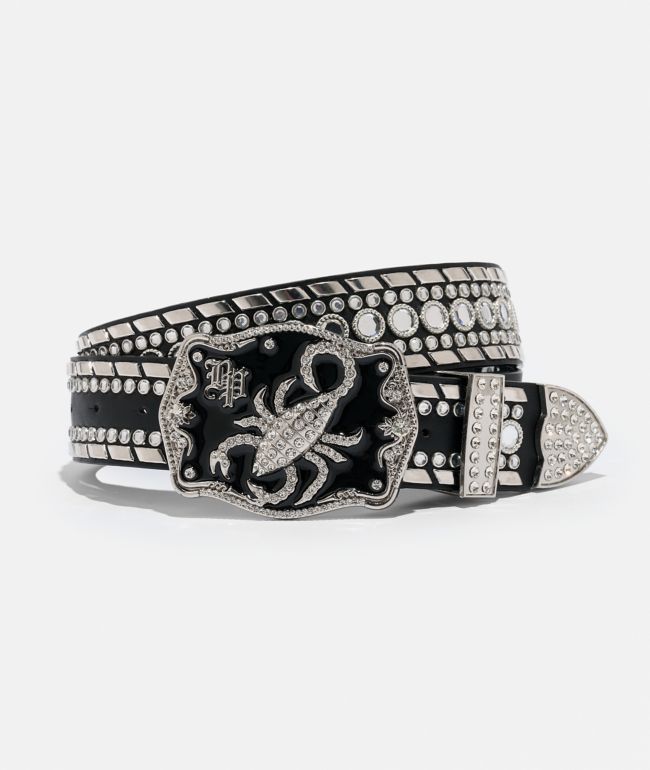 Broken Promises Scorpion Rhinestone Black Belt - Broken Promises