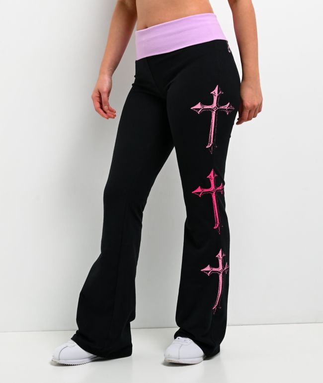 Ninth Hall Joella Cross Black Fold over Flare Leggings - Ninth Hall
