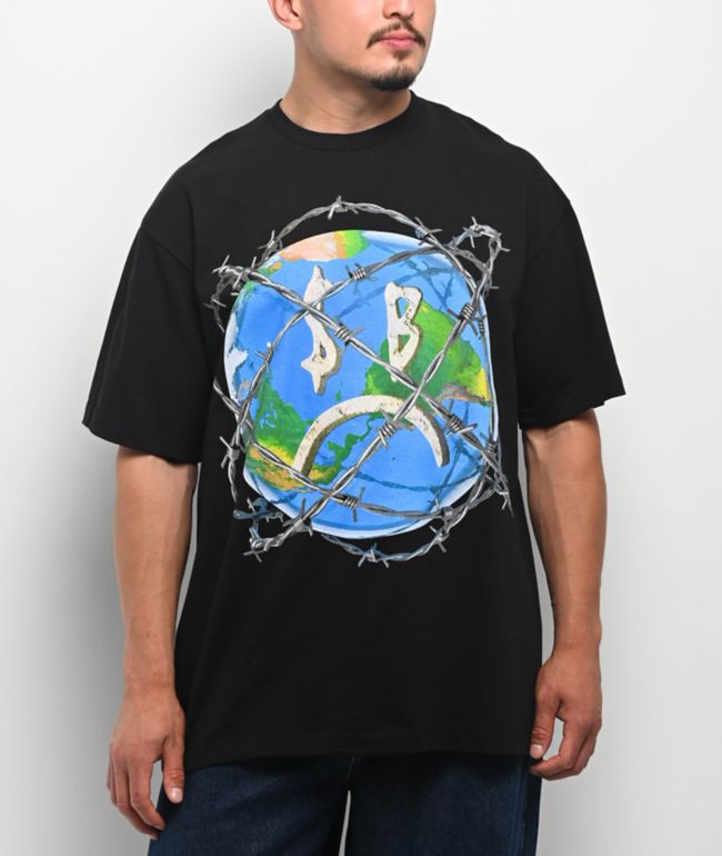 $AD BOYZ by Junior H Barbed Wire World Black T-Shirt - SAD BOYZ