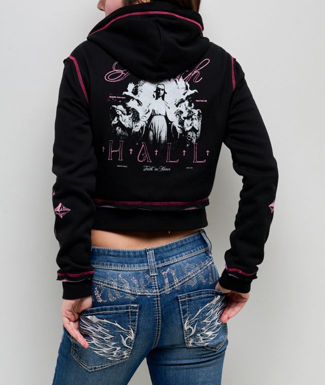 Ninth Hall Avani Black Thermal Crop Zip Hoodie - Ninth Hall
